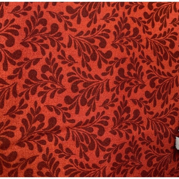 Fraktur Fancy Cotton Red & Brown Floral Fabric 1/2 yard Schwenkfelder Library - Picture 1 of 5